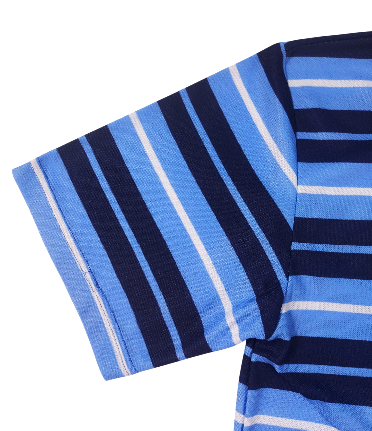 Embroidered Cotton Polo Style Shirt - Navy Stripe Design