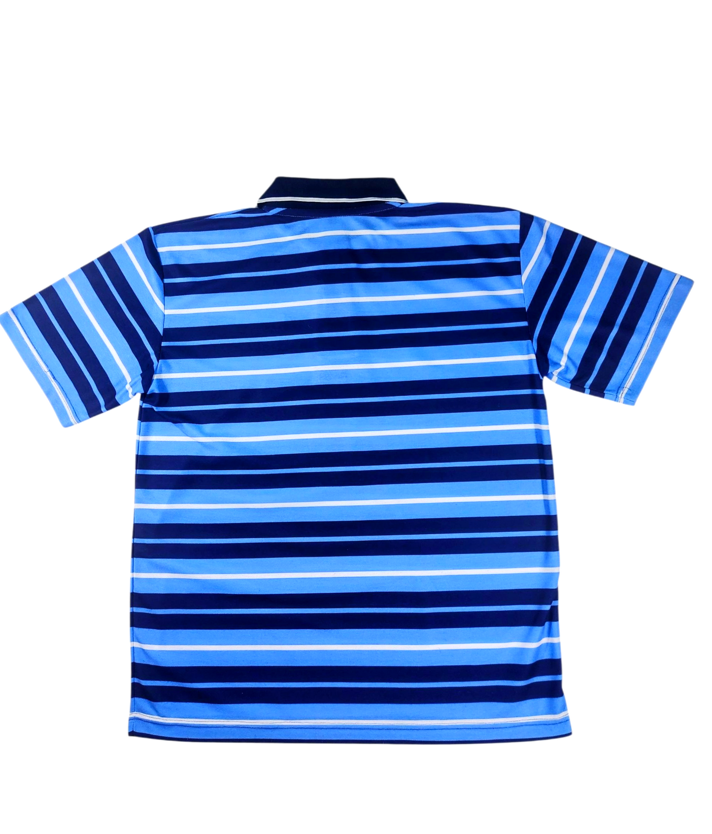Embroidered Cotton Polo Style Shirt - Navy Stripe Design