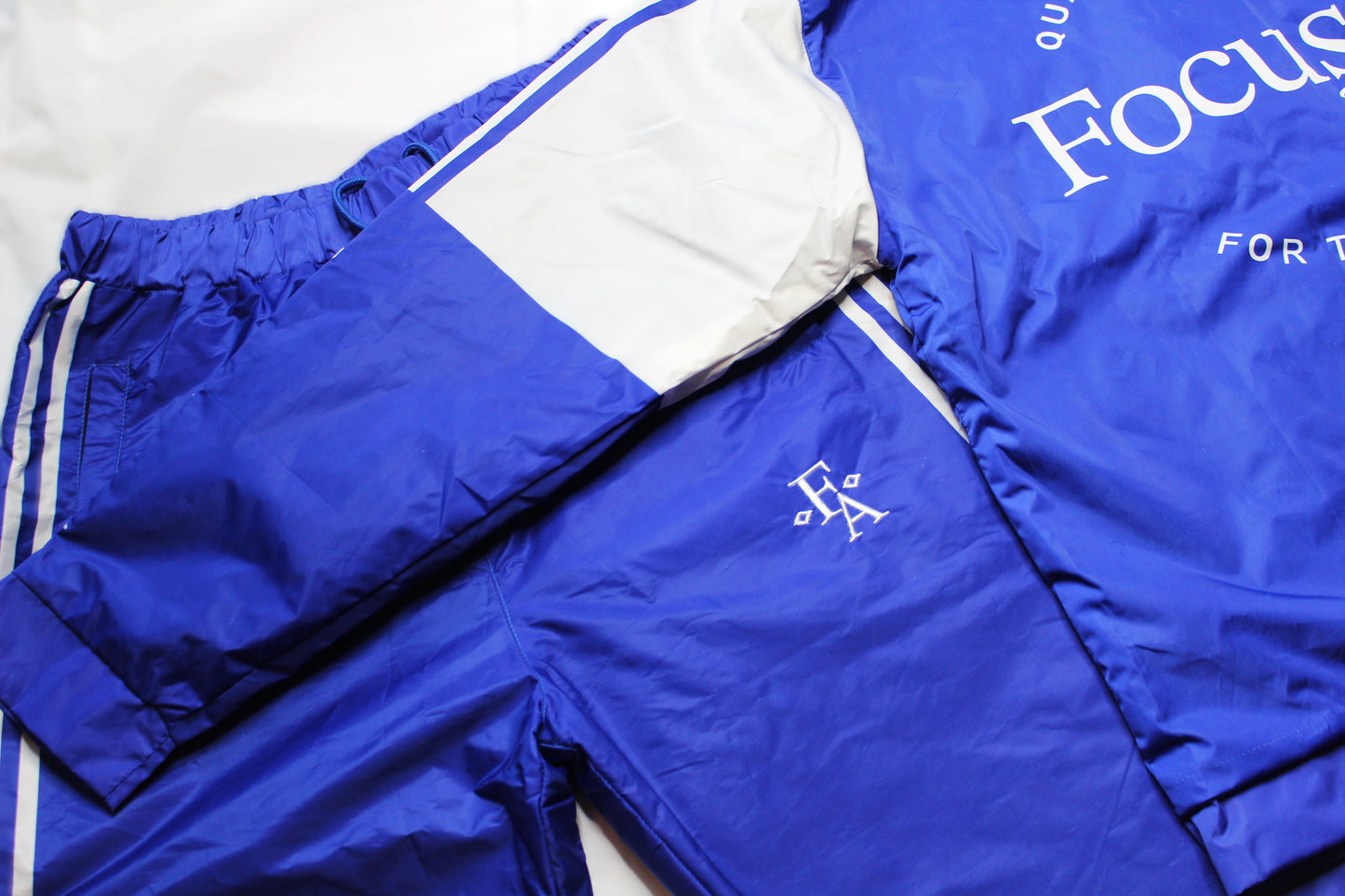 Focused Embroidered Nylon Comfort Track Suit - Royal Blue