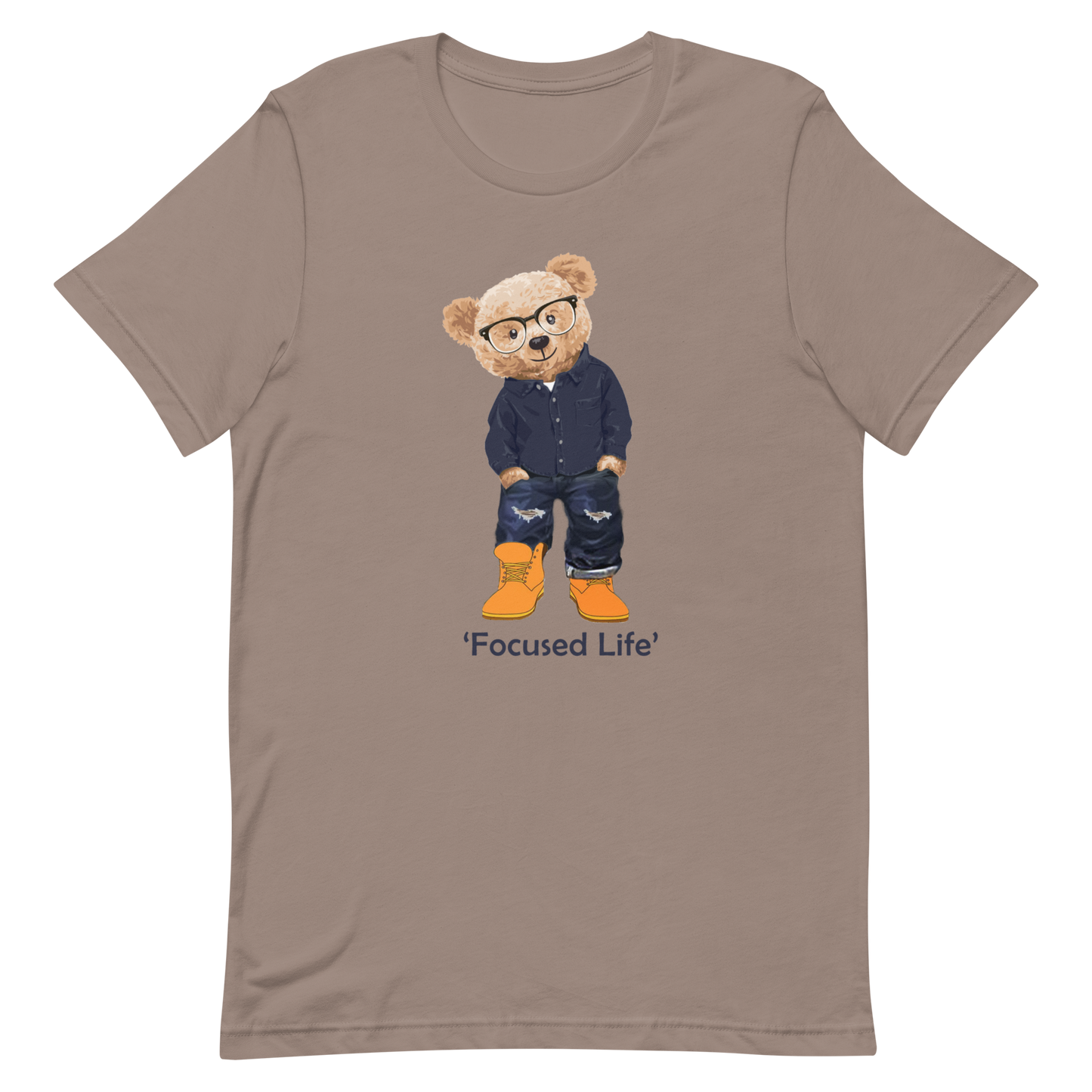 Husselbear Short Sleeve Cotton T-Shirt - Pebble