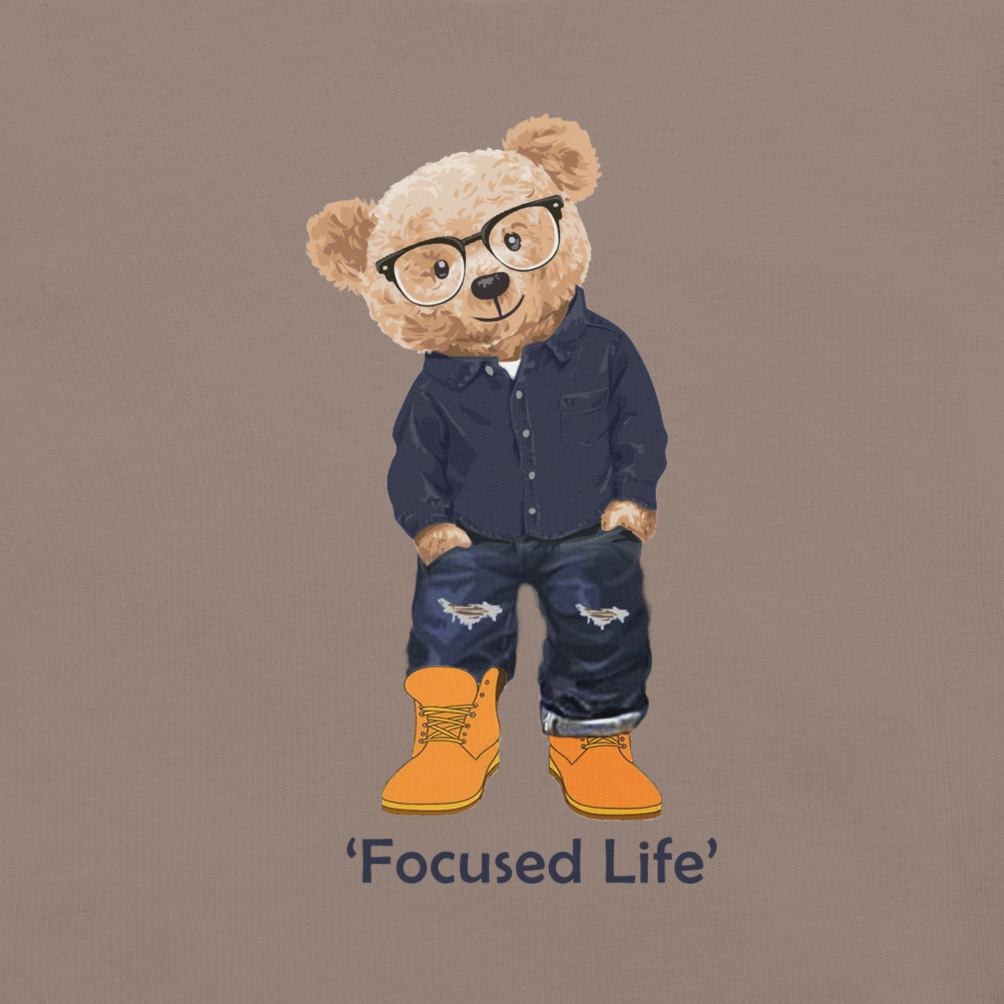Husselbear Short Sleeve Cotton T-Shirt - Pebble