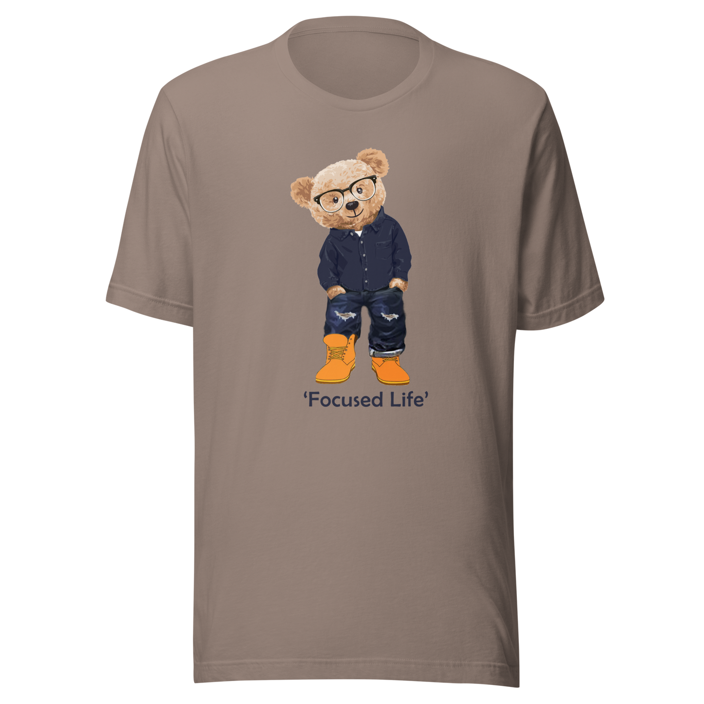Husselbear Short Sleeve Cotton T-Shirt - Pebble