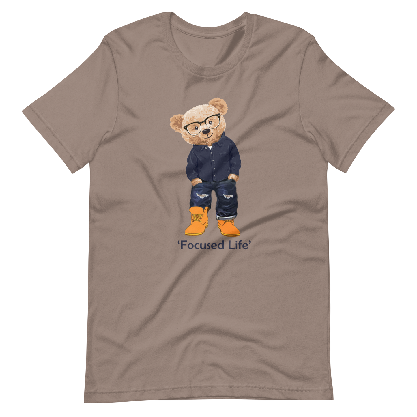Husselbear Short Sleeve Cotton T-Shirt - Pebble