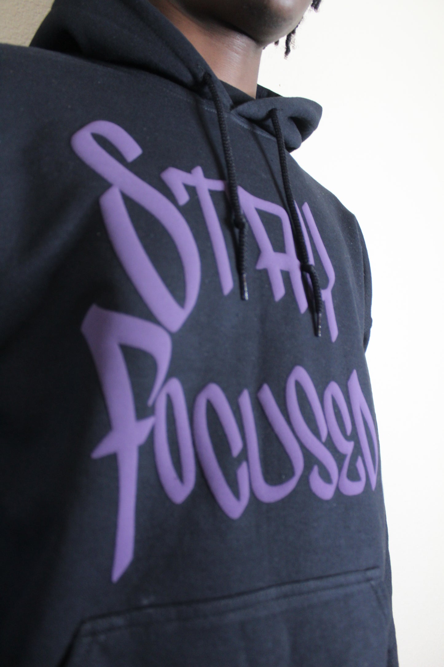 Stay Focused Hoodie w/ Purple Puff Print