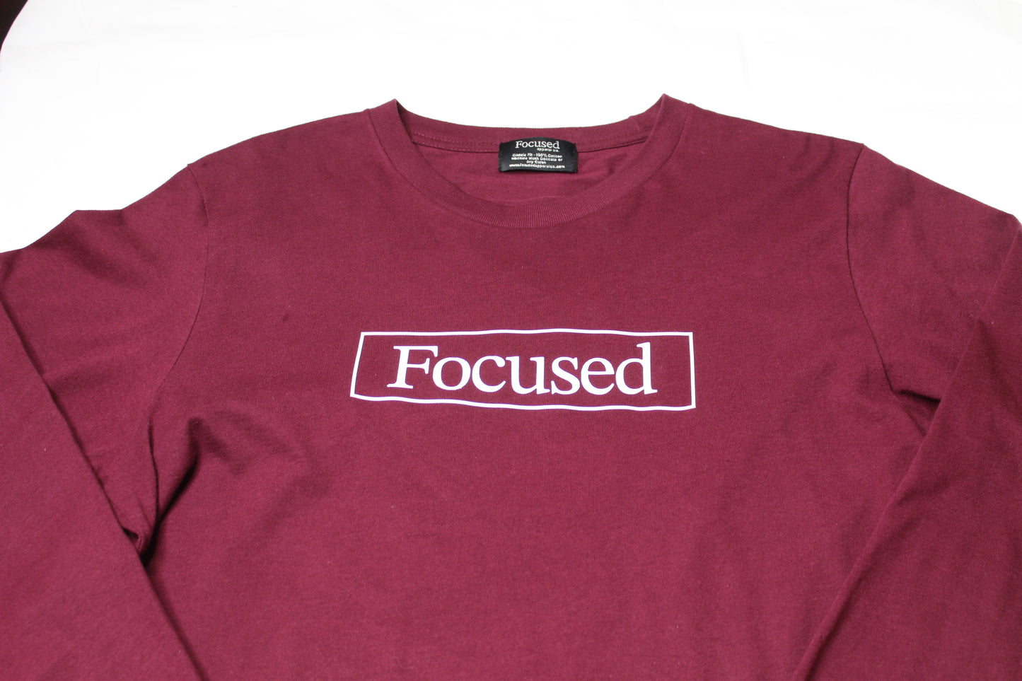 Maroon Long Sleeve Cotton T-Shirt w/ Embossed Raised Print - All Fits