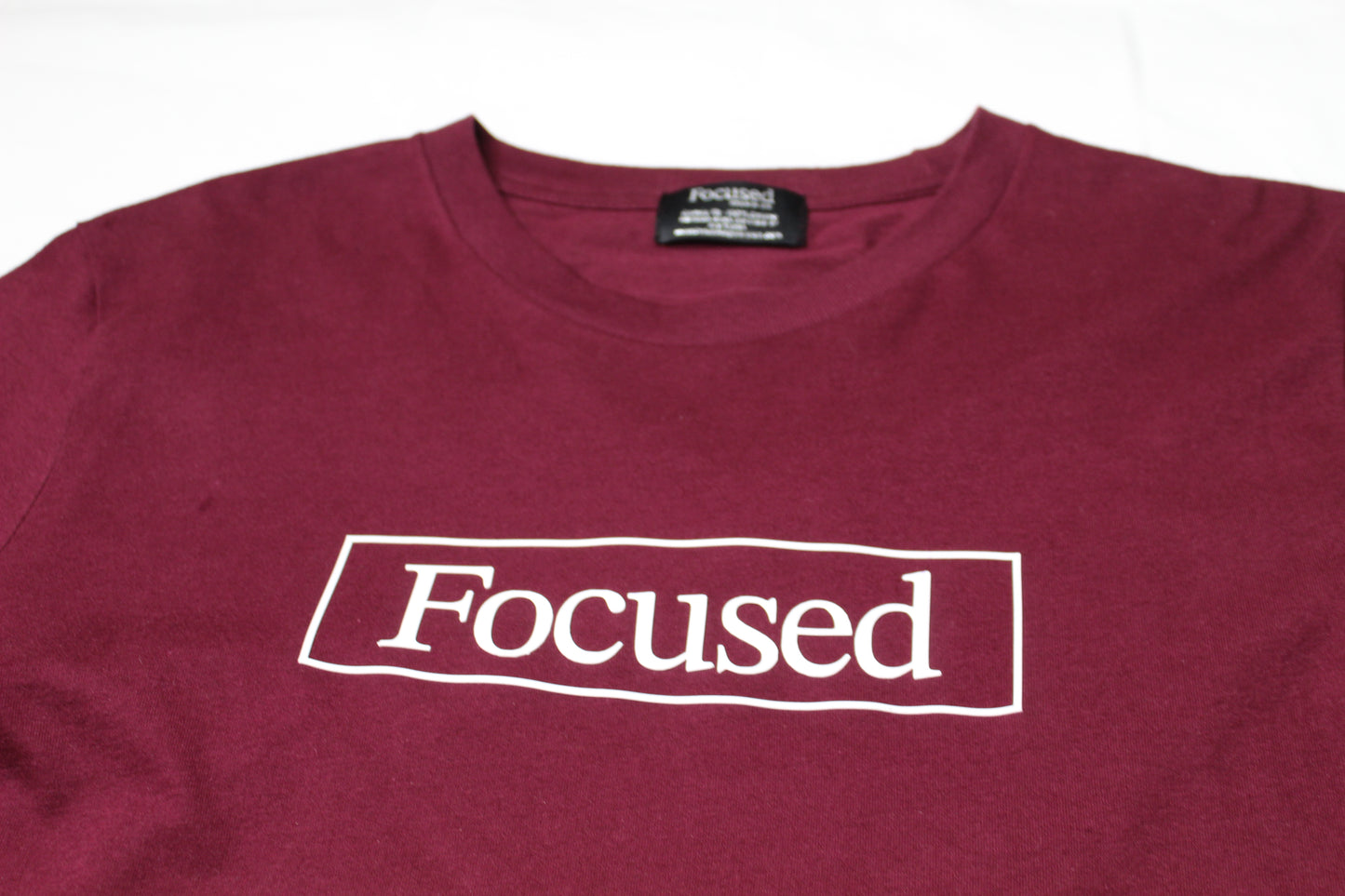 Maroon Long Sleeve Cotton T-Shirt w/ Embossed Raised Print - All Fits
