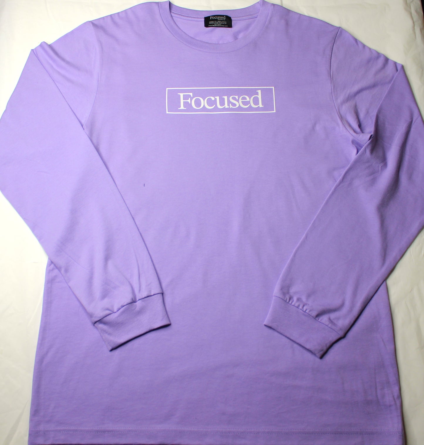 Lavender Long Sleeve Cotton T-Shirt w/ Embossed Raised Print - All Fits