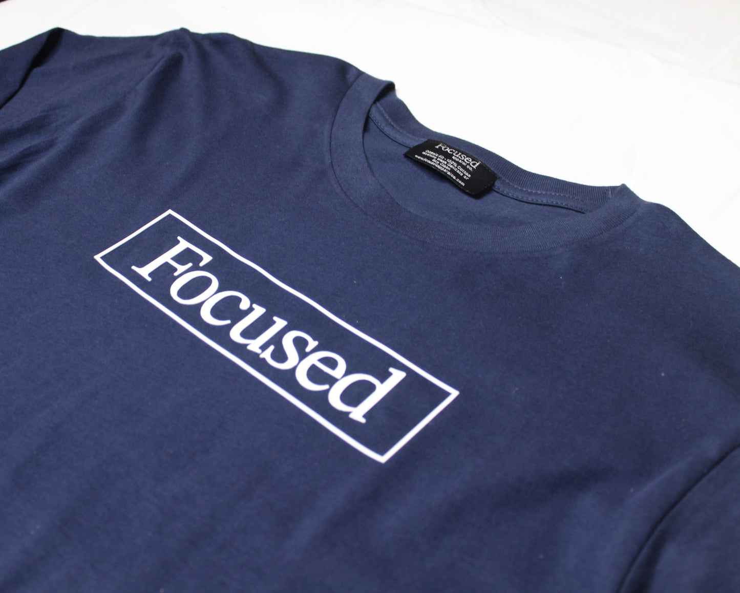 Navy Long Sleeve Cotton T-Shirt w/ Embossed Raised Print - All Fits
