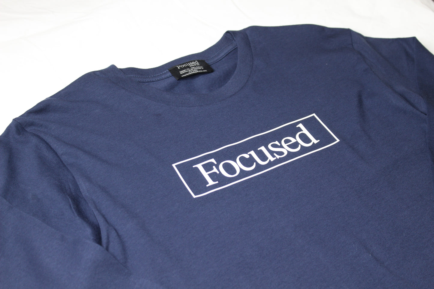 Navy Long Sleeve Cotton T-Shirt w/ Embossed Raised Print - All Fits