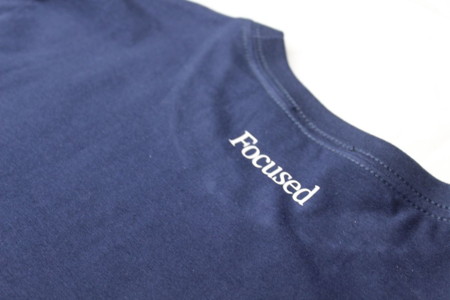 Navy Long Sleeve Cotton T-Shirt w/ Embossed Raised Print - All Fits