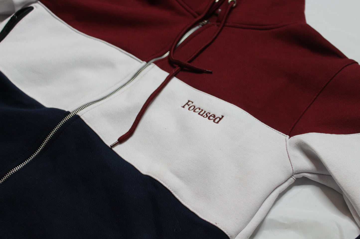 Maroon/ White/ Navy Embroidered Hoodie