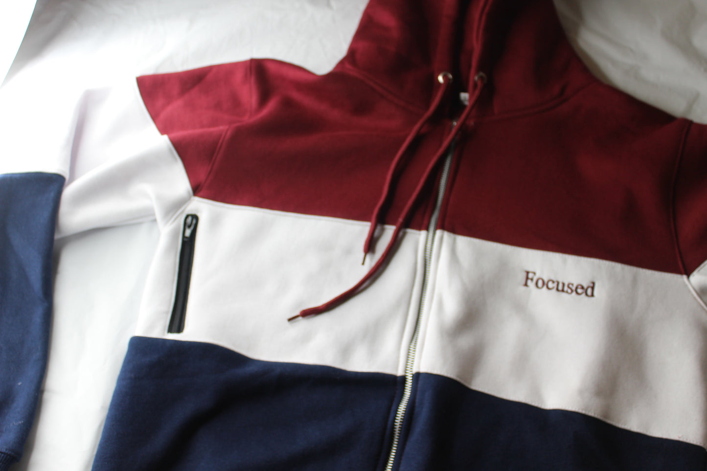 Maroon/ White/ Navy Embroidered Hoodie