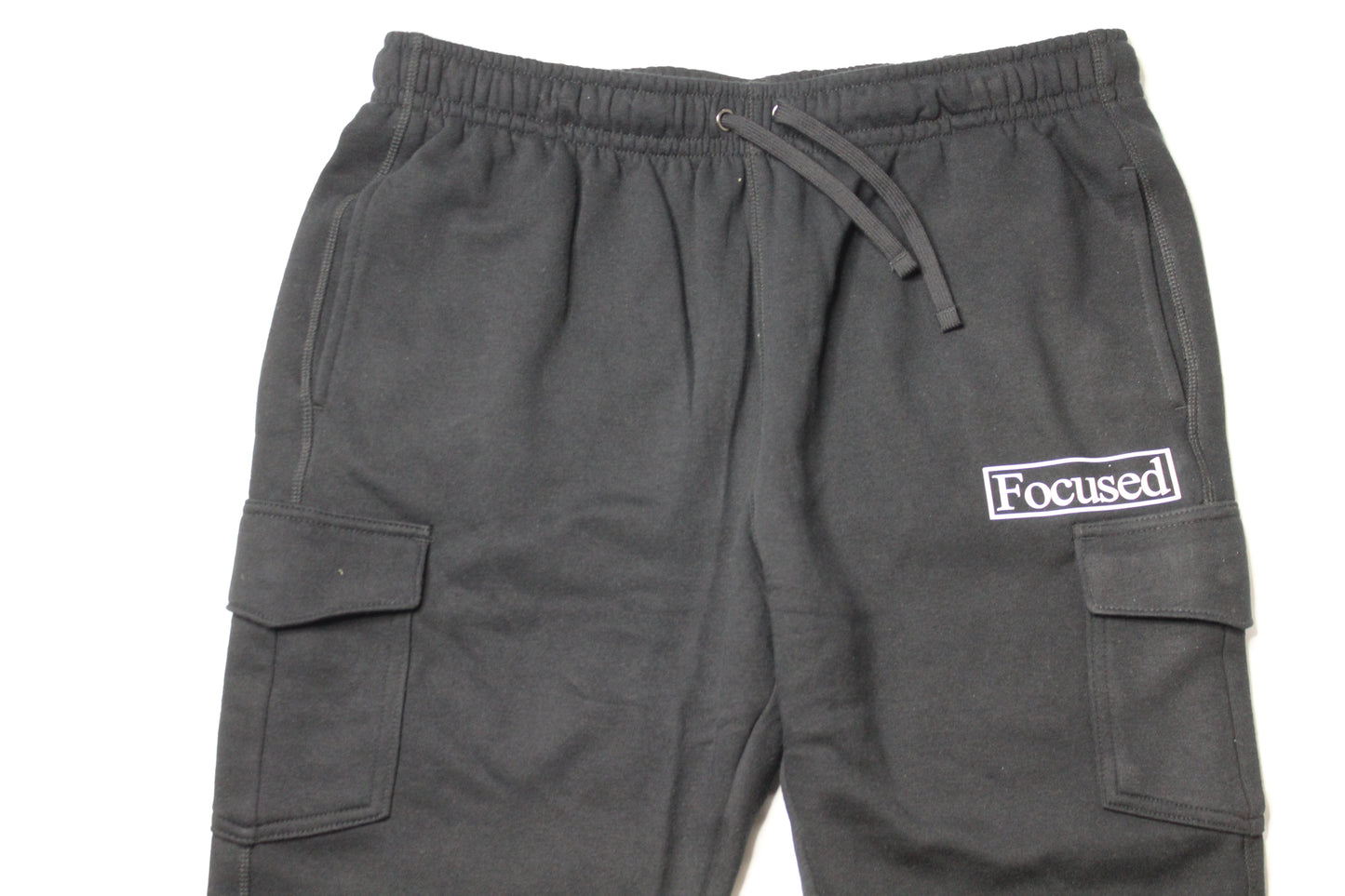 Cotton Fleece Cargo Pants (Black)