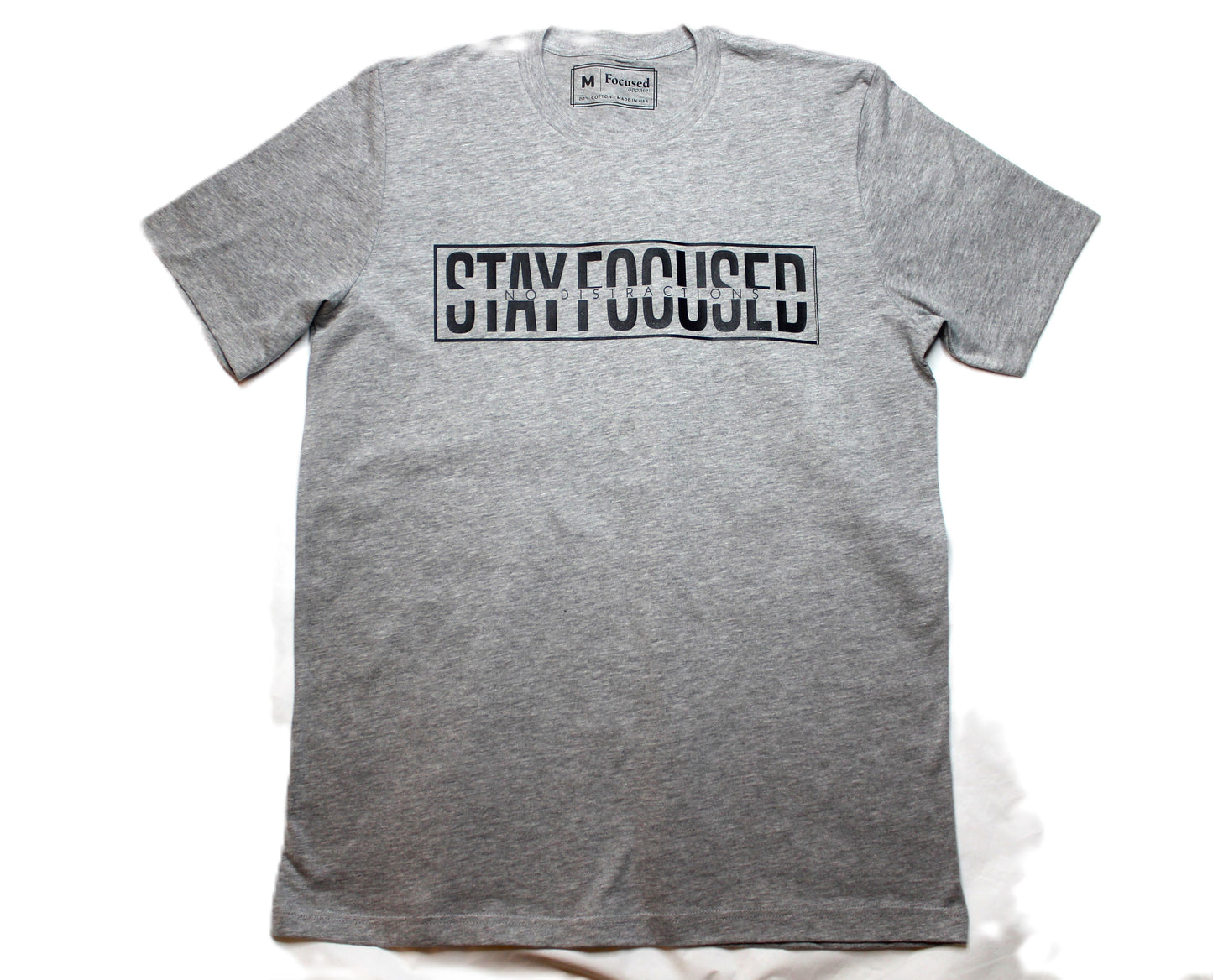 Short Sleeve 'Stay Focused No Distractions' Cotton T-Shirt - Navy
