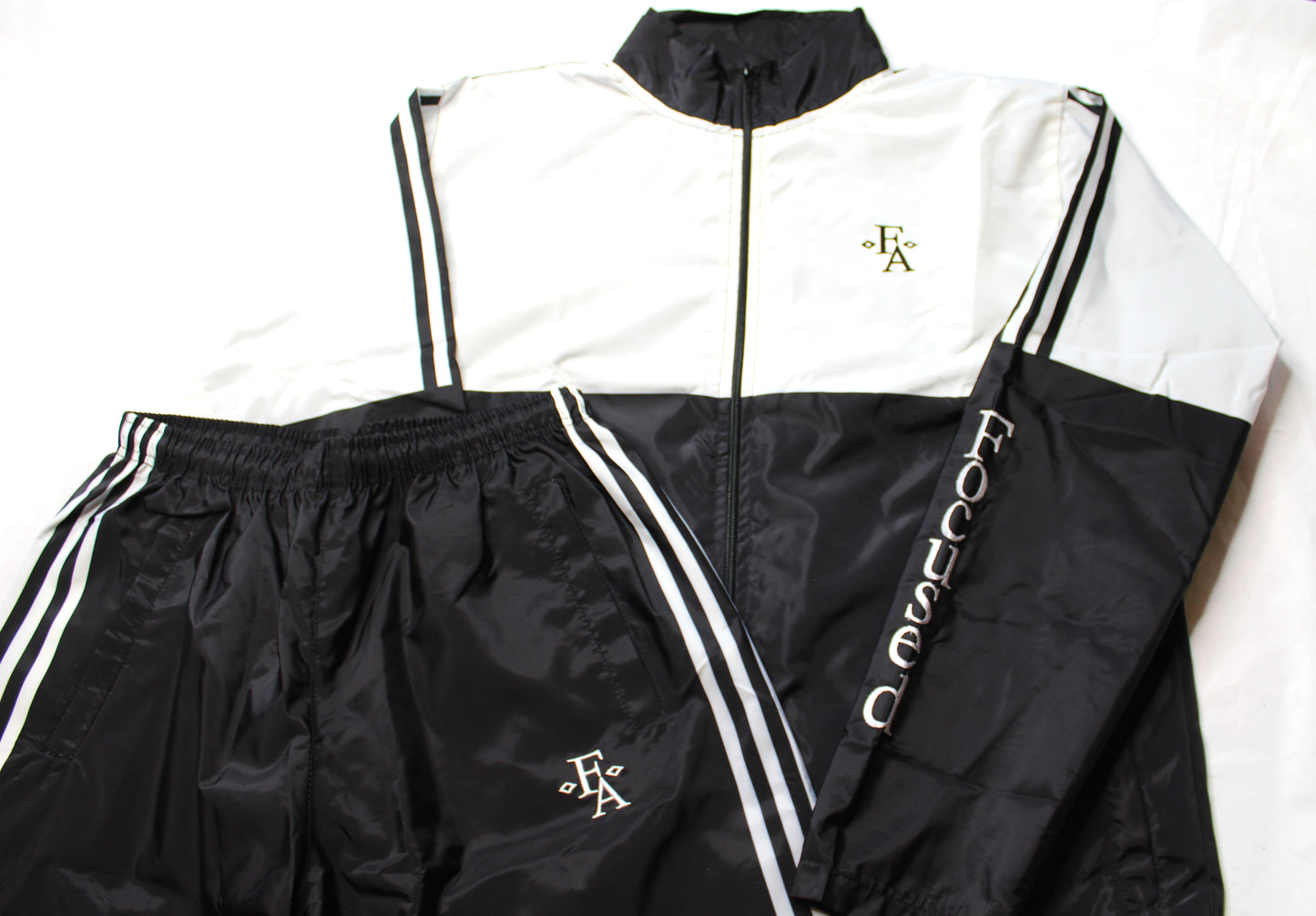 Focused Embroidered Nylon Comfort Track Suit - Black