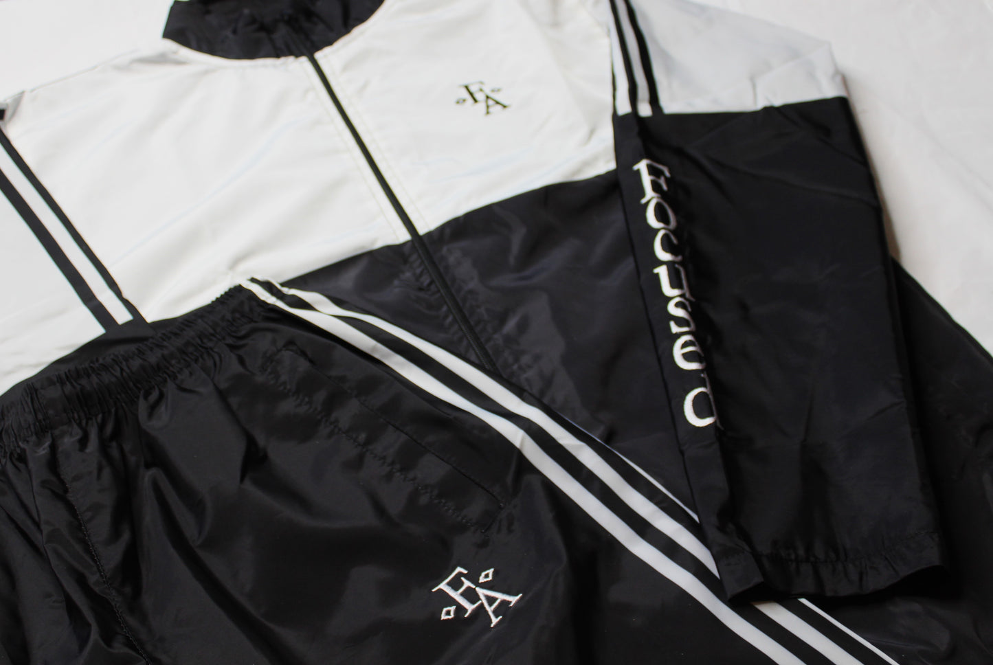 Focused Embroidered Nylon Comfort Track Suit - Black