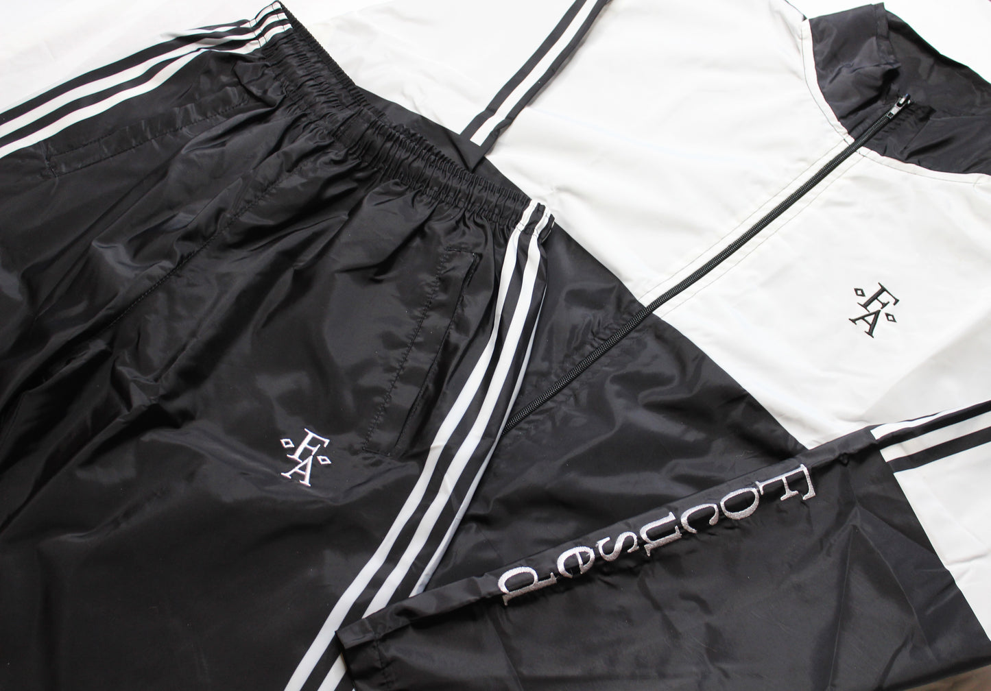 Focused Embroidered Nylon Comfort Track Suit - Black