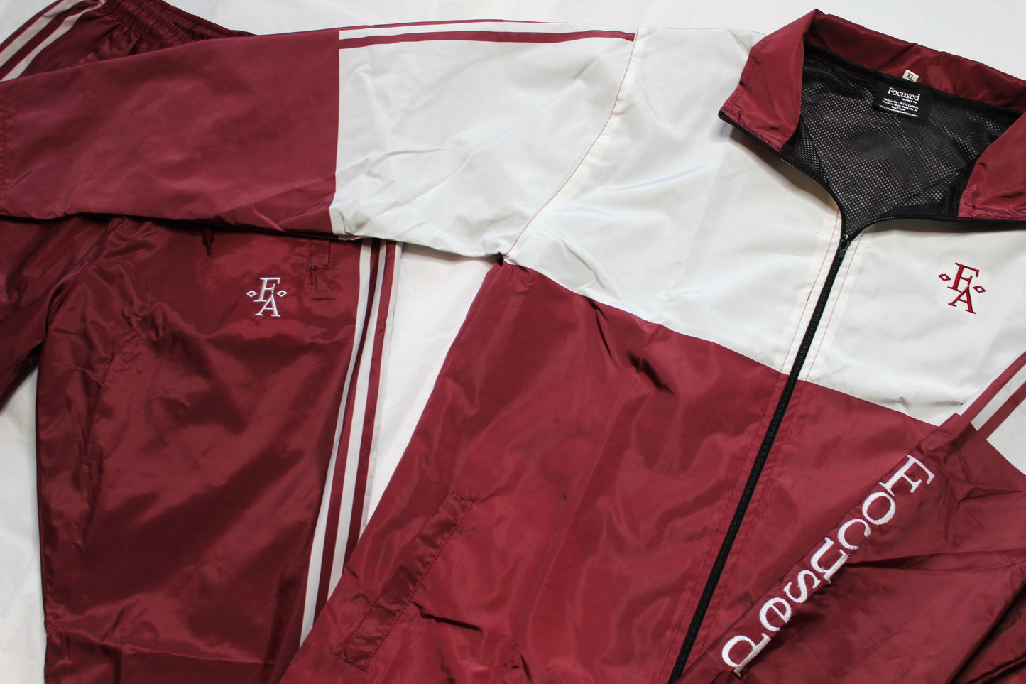 Focused Embroidered Nylon Comfort Track Suit - Maroon