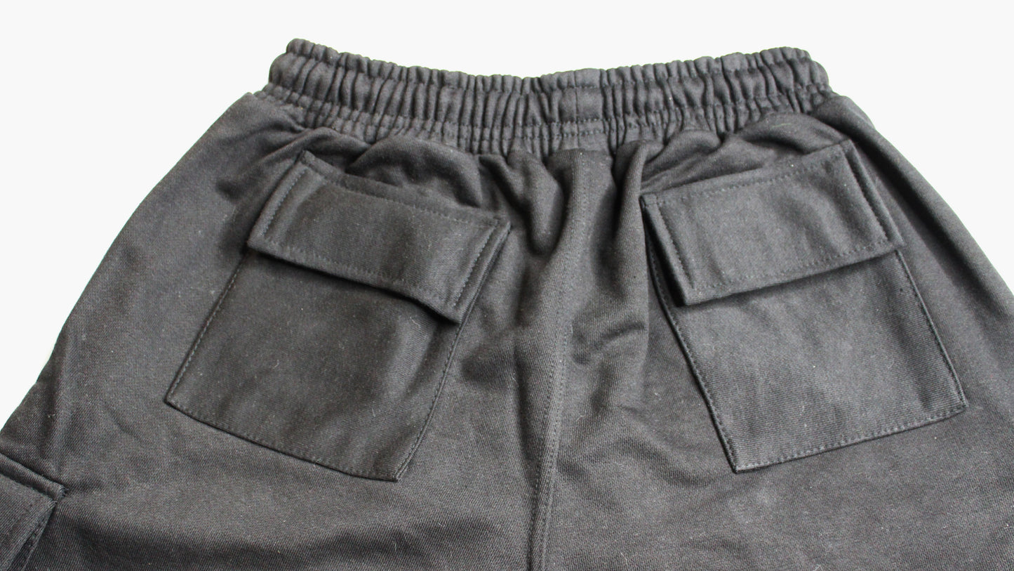 Classic Fit Cotton Embroidered Cargo Shorts - Black