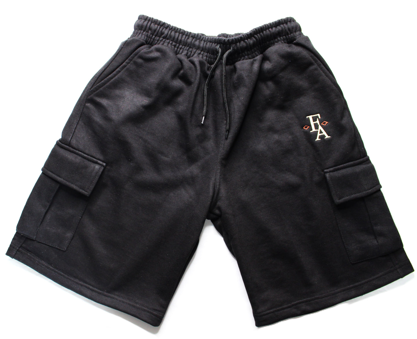 Classic Fit Cotton Embroidered Cargo Shorts - Black