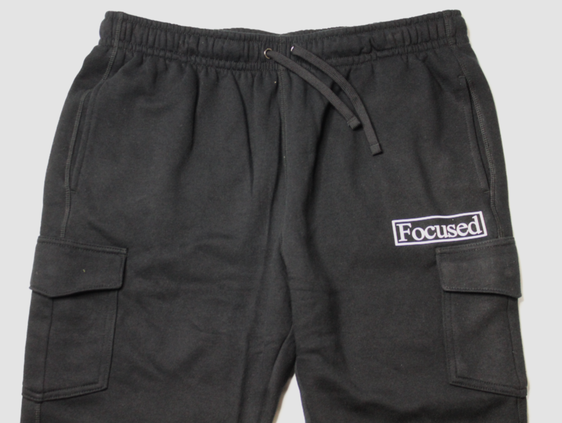 Cotton Fleece Cargo Pants (Black)