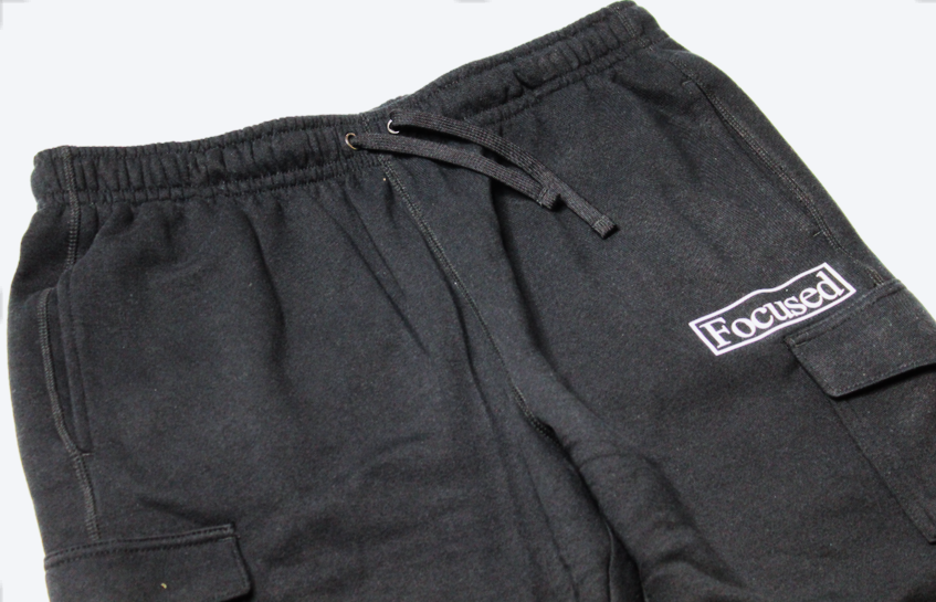 Cotton Fleece Cargo Pants (Black)