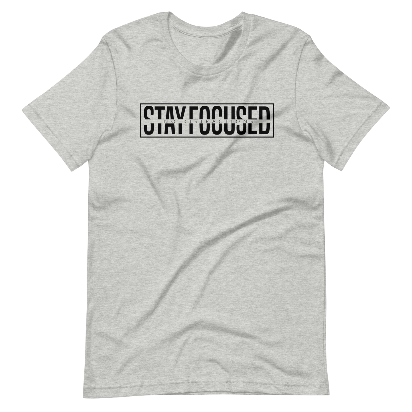 Short Sleeve 'Stay Focused No Distractions' Cotton T-Shirt - Grey