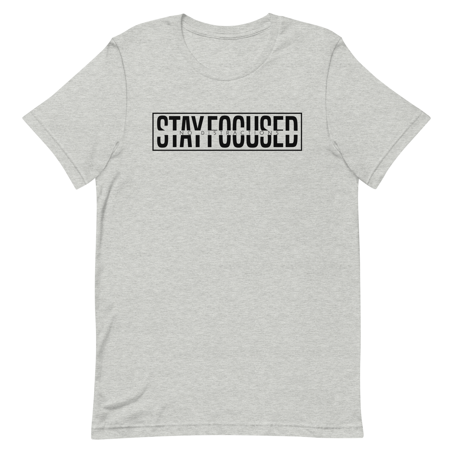 Short Sleeve 'Stay Focused No Distractions' Cotton T-Shirt - Grey