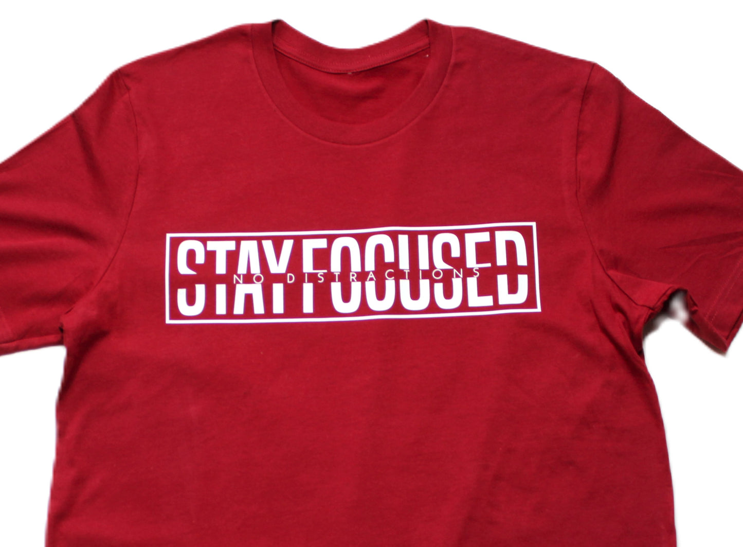 Short Sleeve 'Stay Focused No Distractions' Cotton T-Shirt - Navy