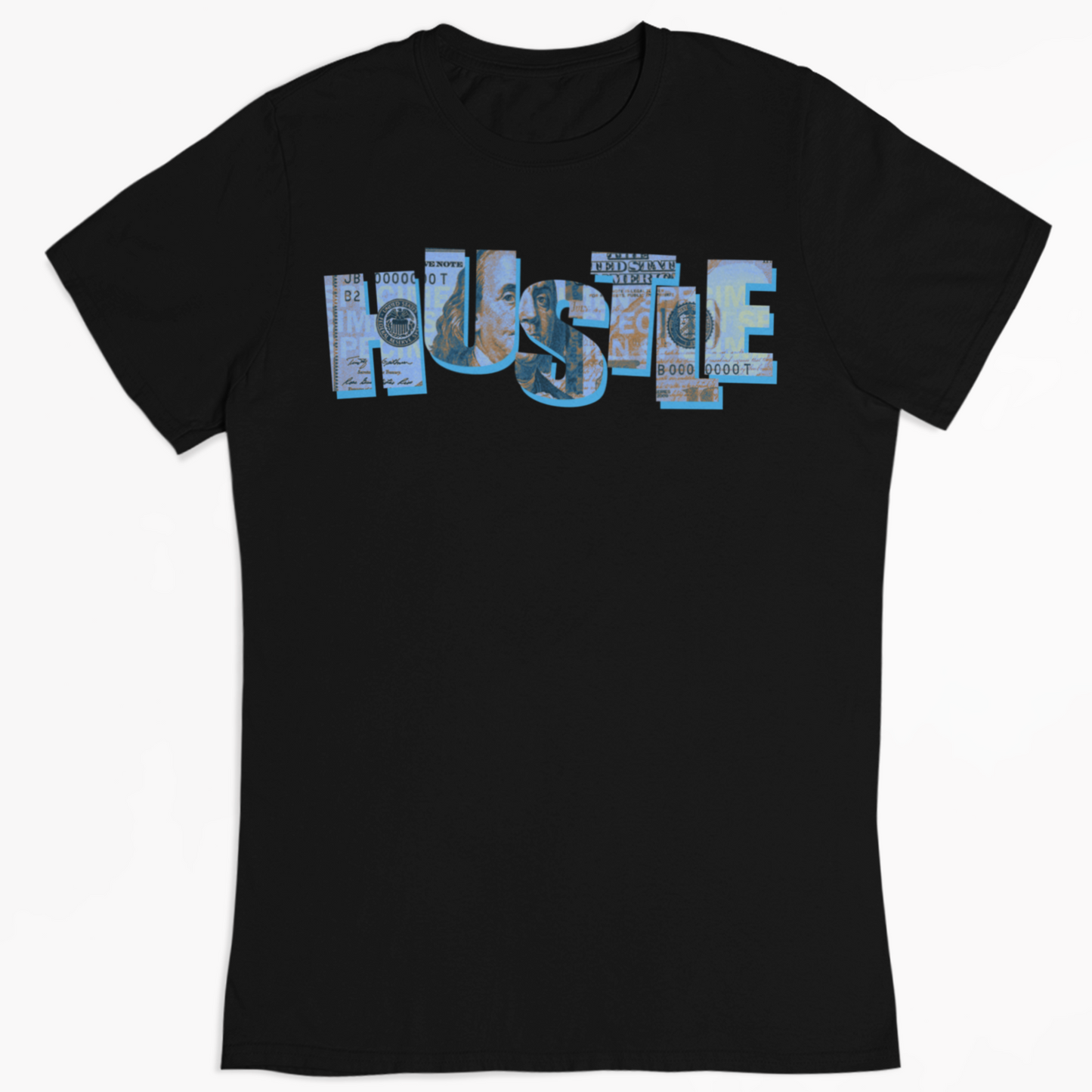 Hustle Dollar Theme Short Sleeve Cotton T-Shirt - Sand