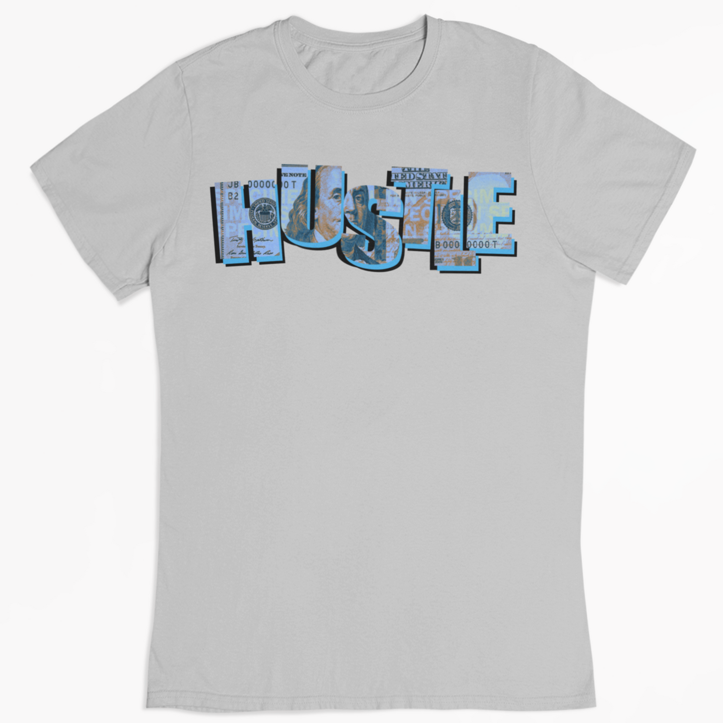 Hustle Dollar Theme Short Sleeve Cotton T-Shirt - Sand