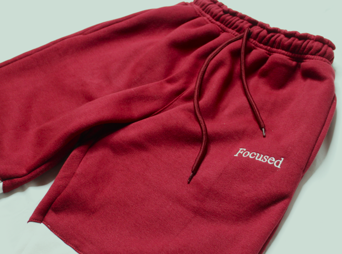 Maroon/ White/ Navy Embroidered Jogger Pant
