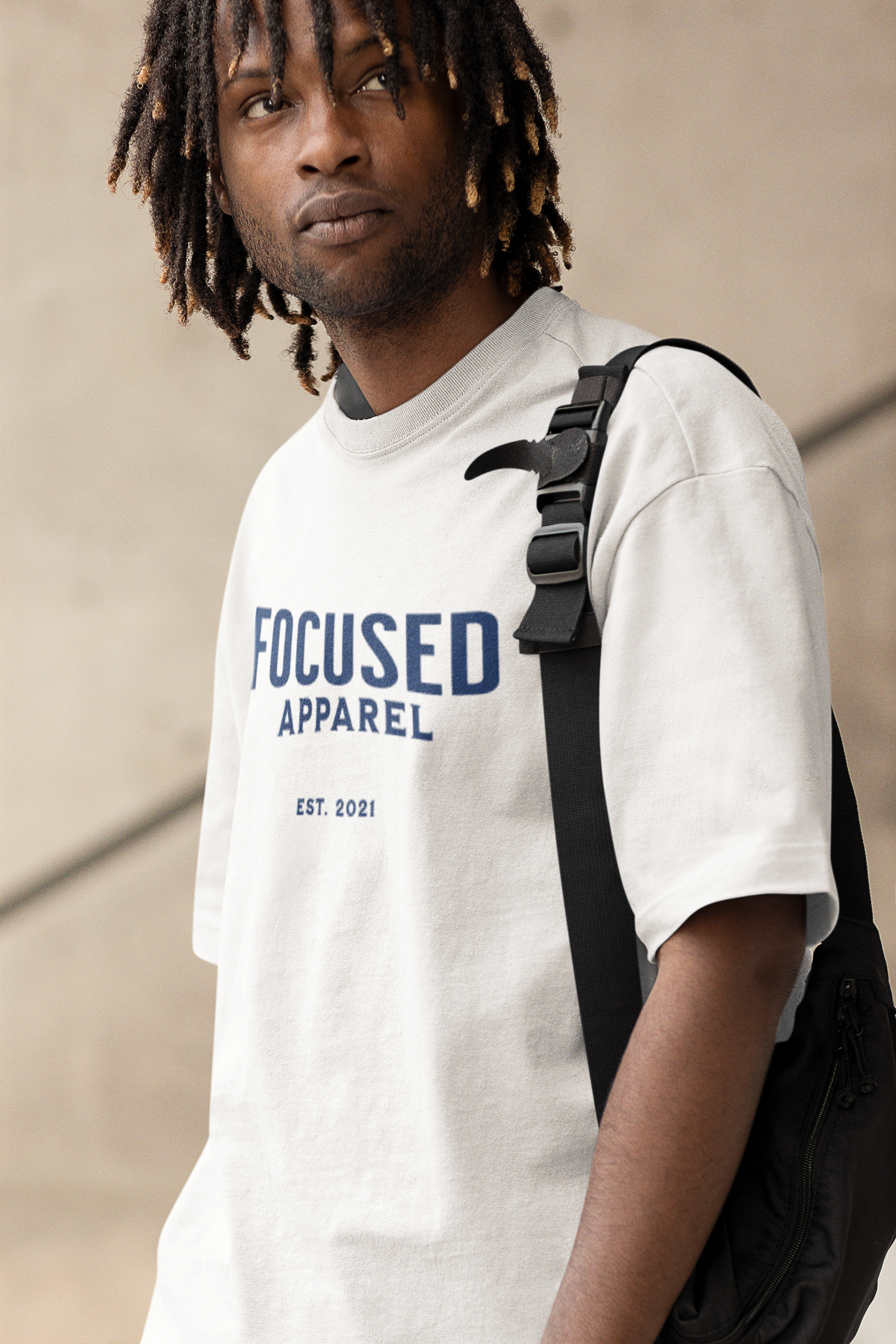 Men's Modern Short Sleeve Cotton T-Shirt - White /Navy