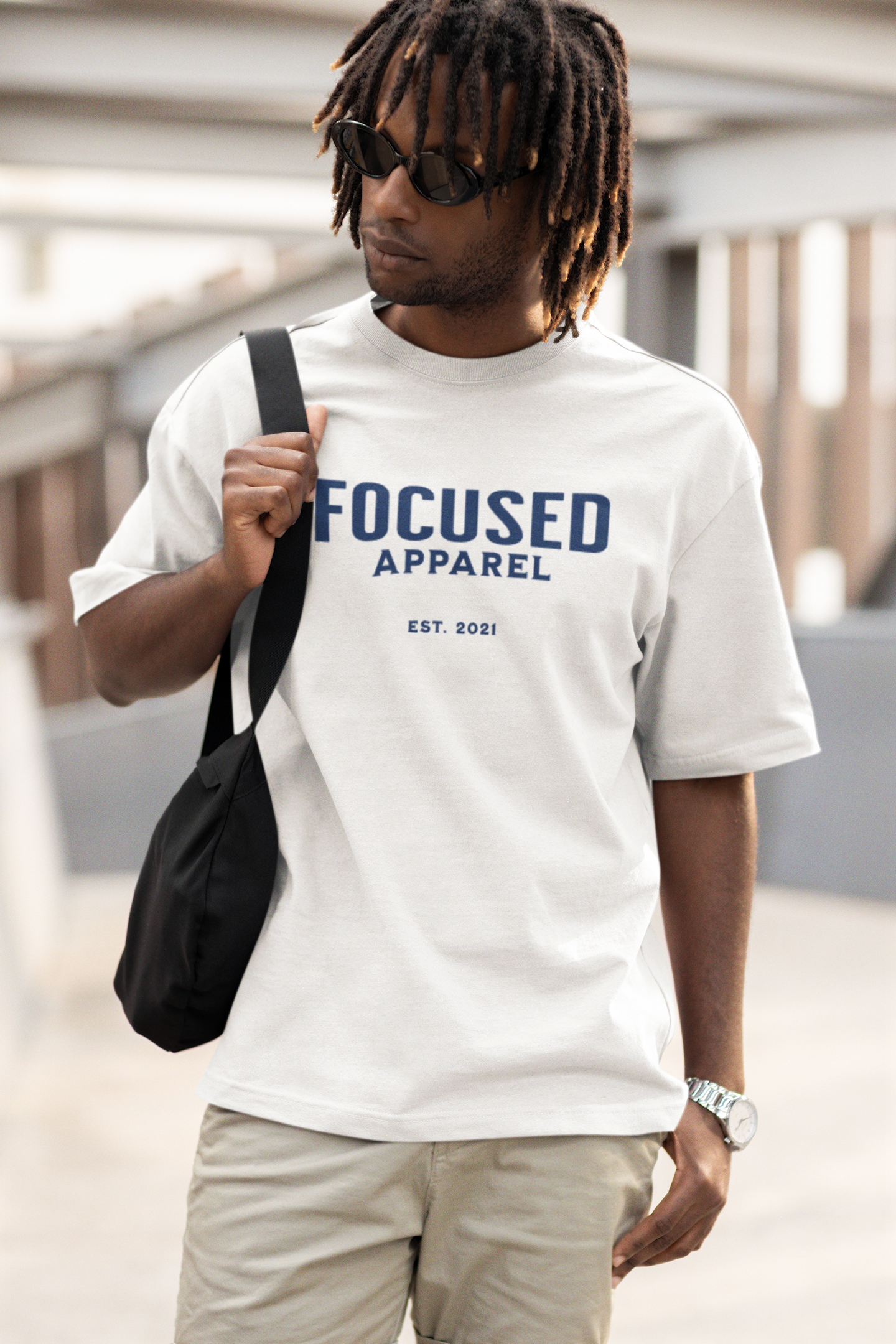 Men's Modern Short Sleeve Cotton T-Shirt - White /Navy