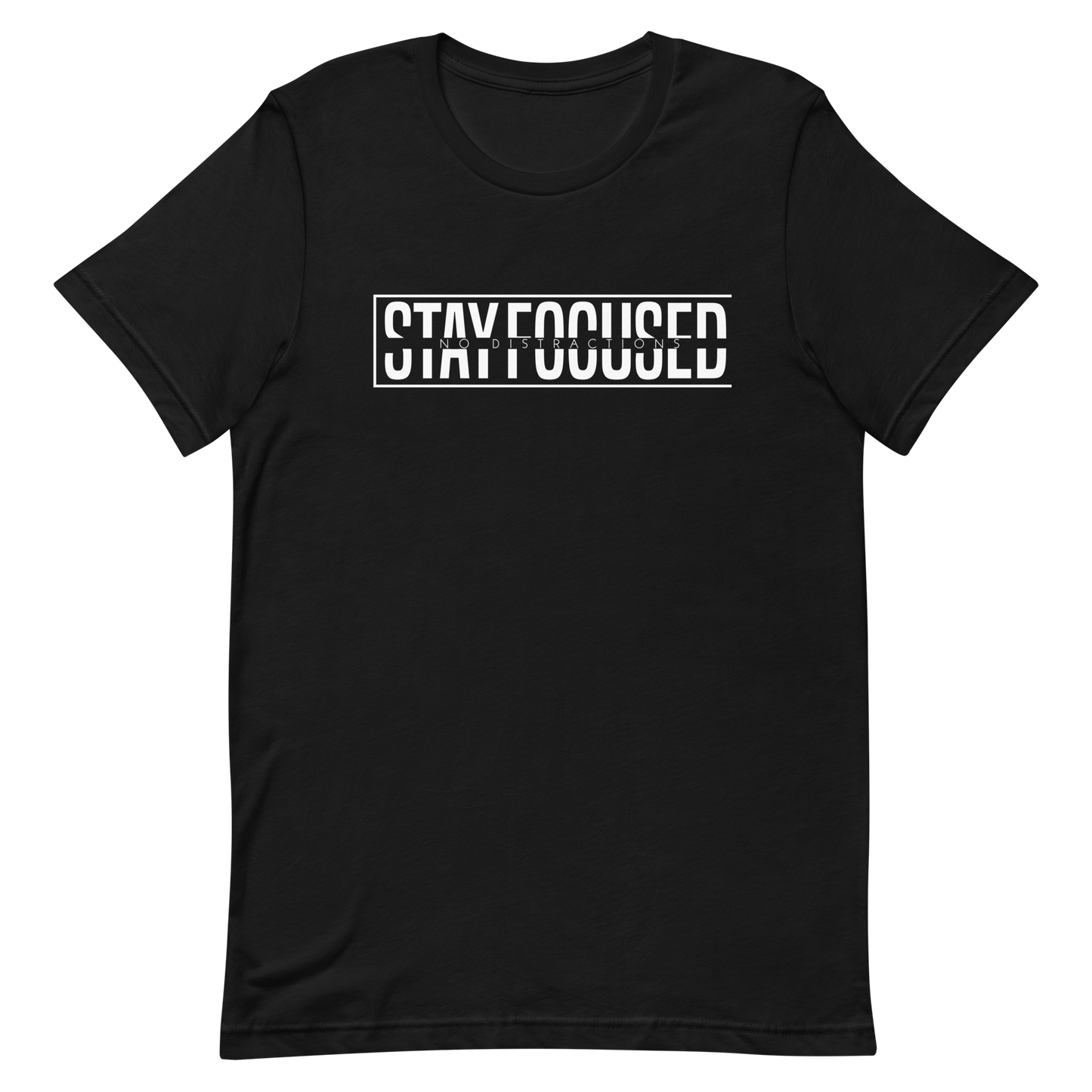 Short Sleeve 'Stay Focused No Distractions' Cotton T-Shirt - Black