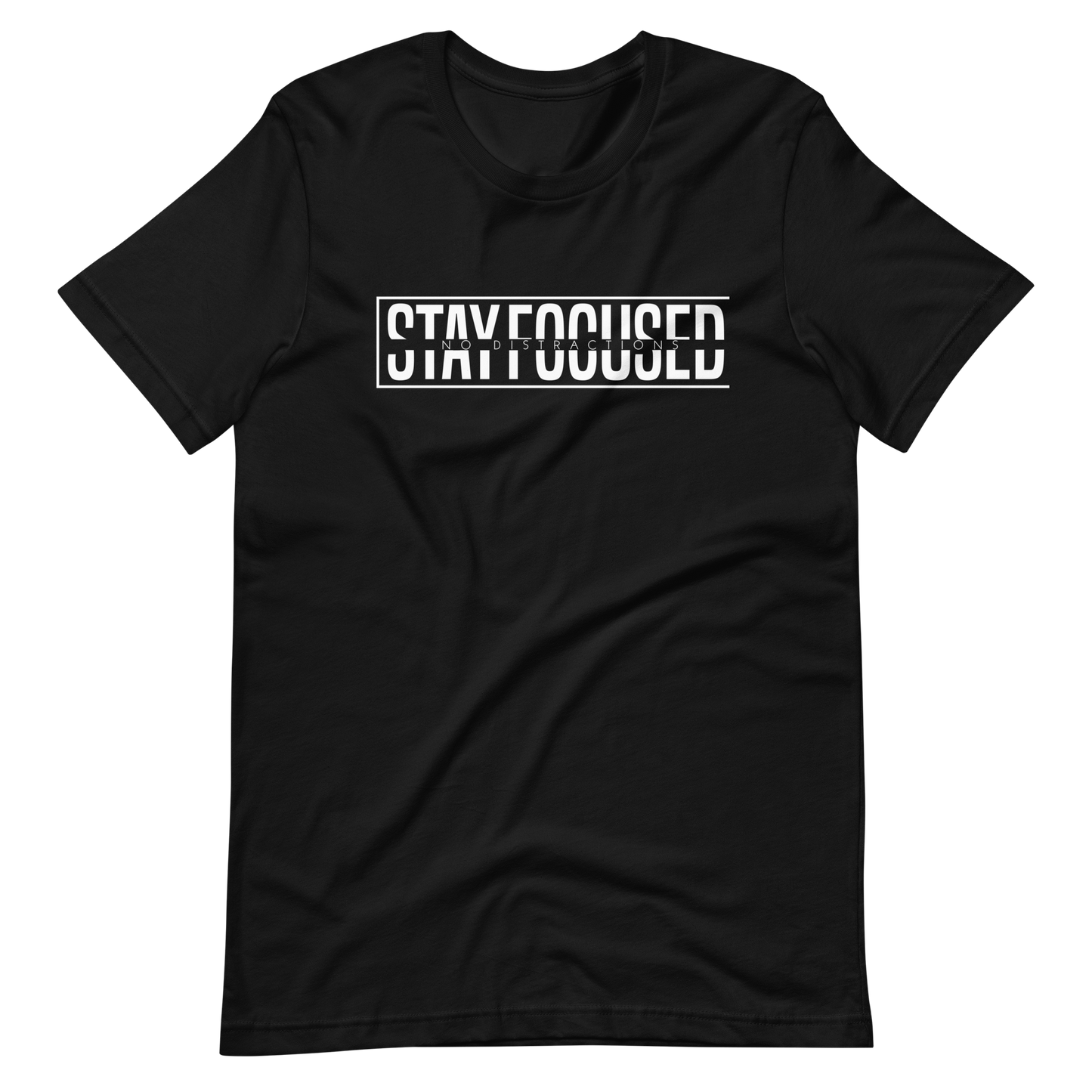 Short Sleeve 'Stay Focused No Distractions' Cotton T-Shirt - Black