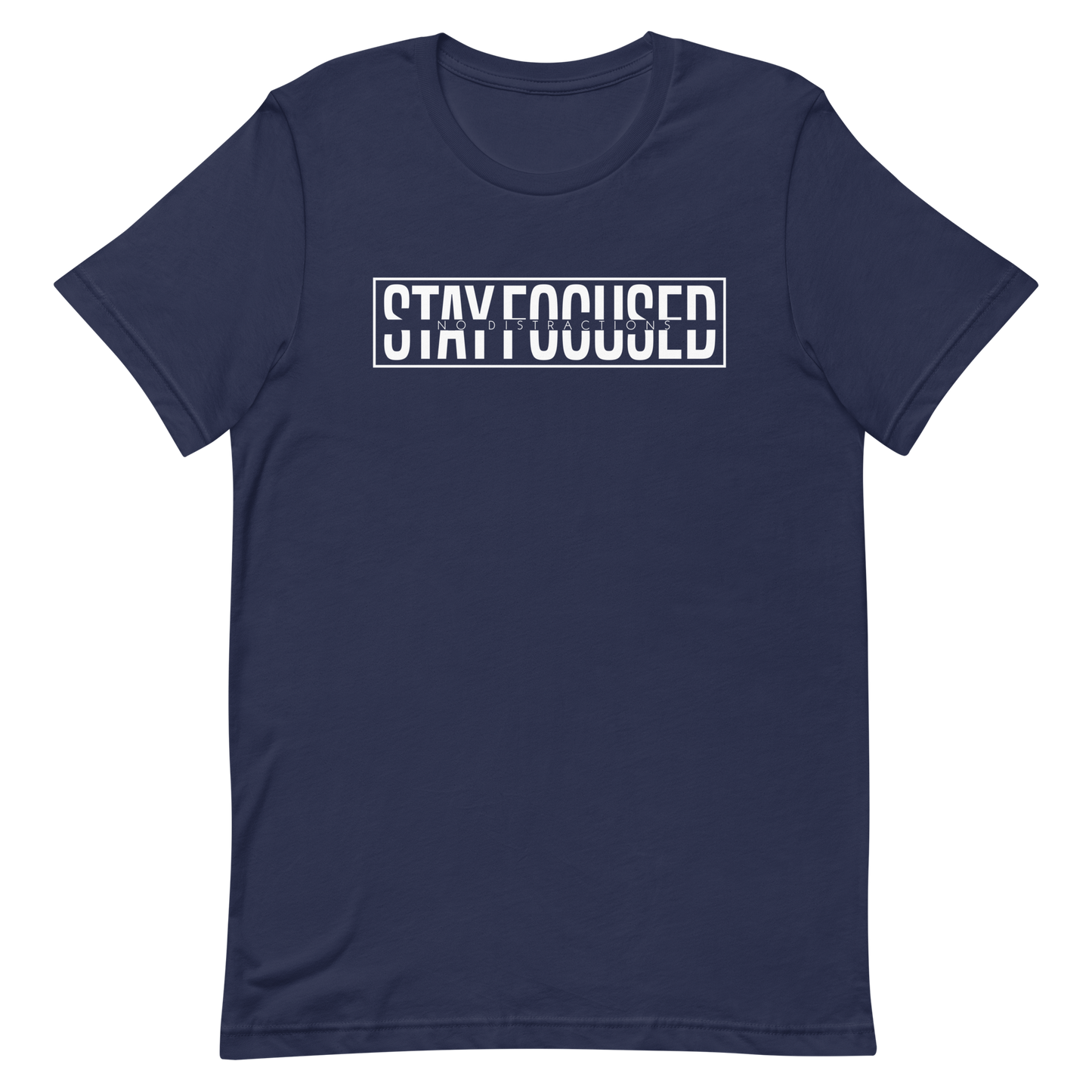 Short Sleeve 'Stay Focused No Distractions' Cotton T-Shirt - Navy