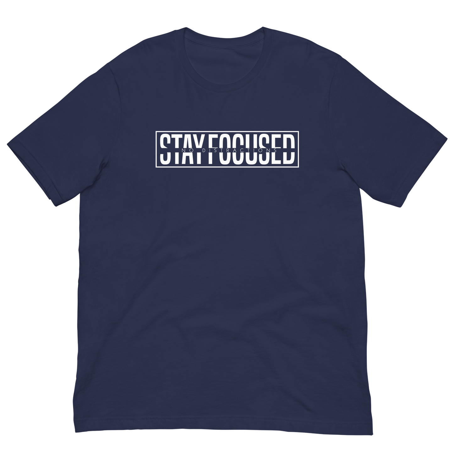 Short Sleeve 'Stay Focused No Distractions' Cotton T-Shirt - Navy