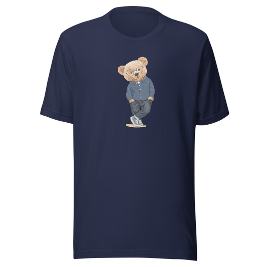 Husselbear Short Sleeve Cotton T-Shirt  (v.1 ) -  Navy