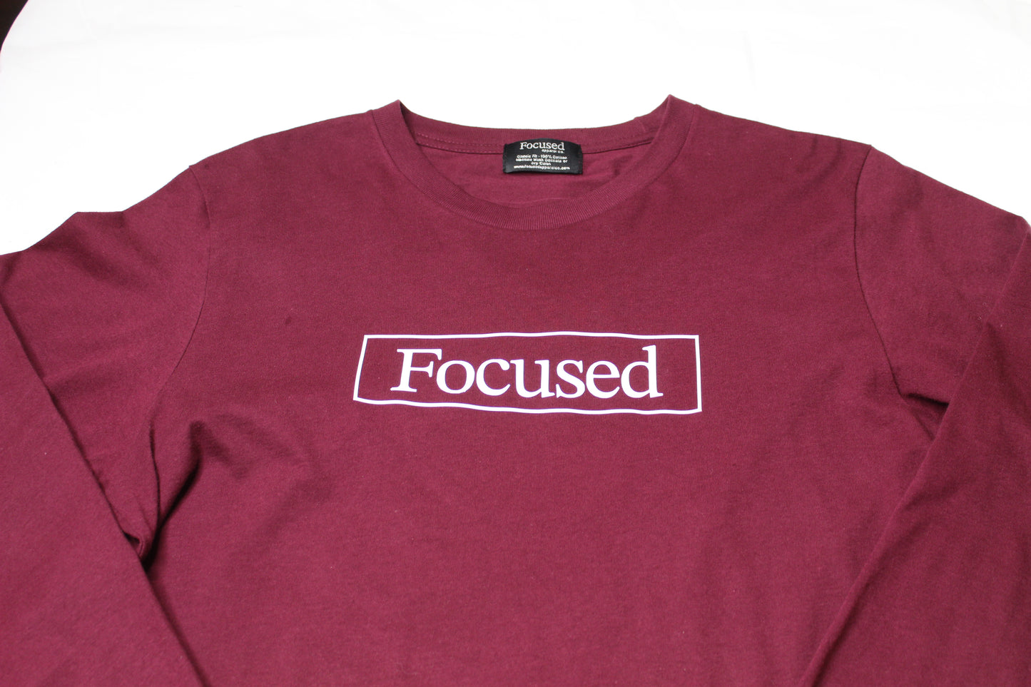 Maroon Long Sleeve Cotton T-Shirt w/ Embossed Raised Print  - All Fits