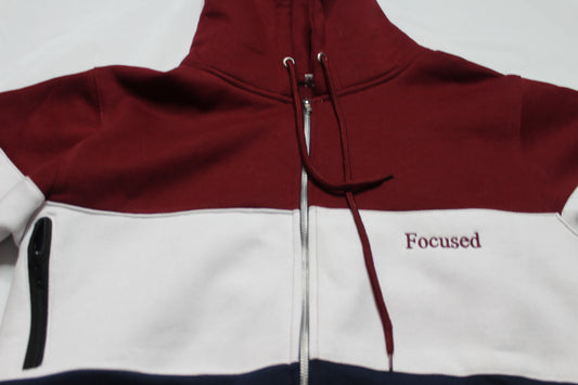 Maroon/ White/ Navy Embroidered Hoodie