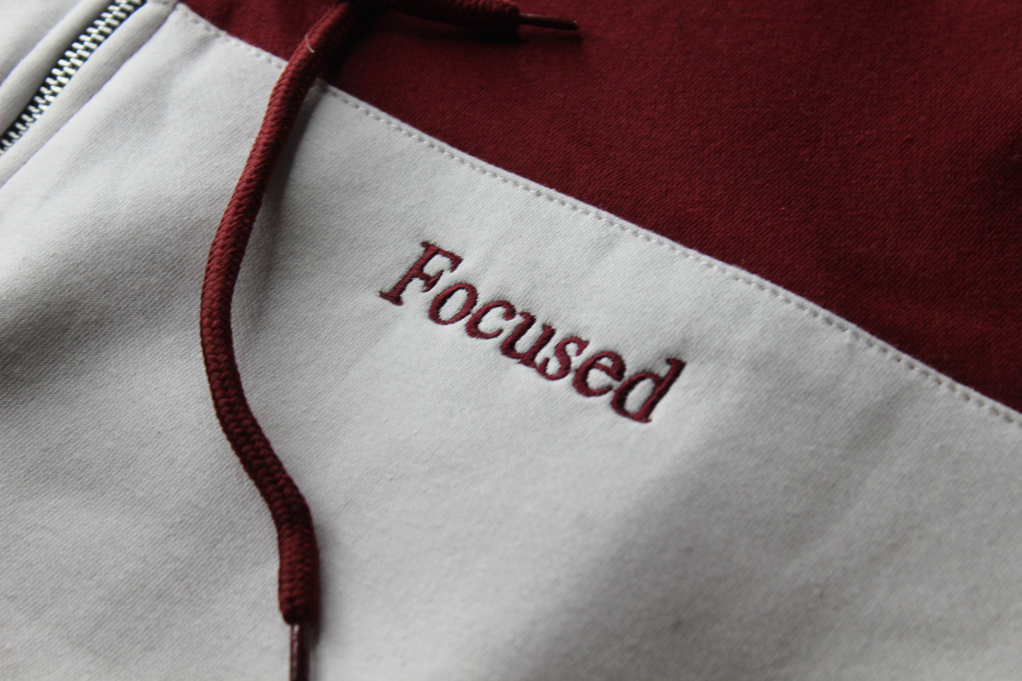Maroon/ White/ Navy Embroidered Hoodie
