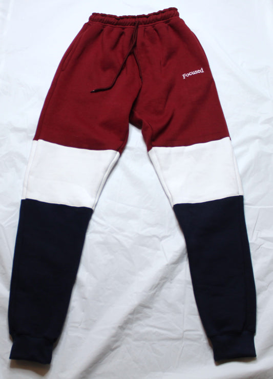 Maroon/ White/ Navy Embroidered Jogger Pant