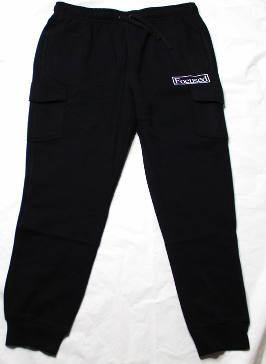 Cotton Fleece Cargo Pants (Black)