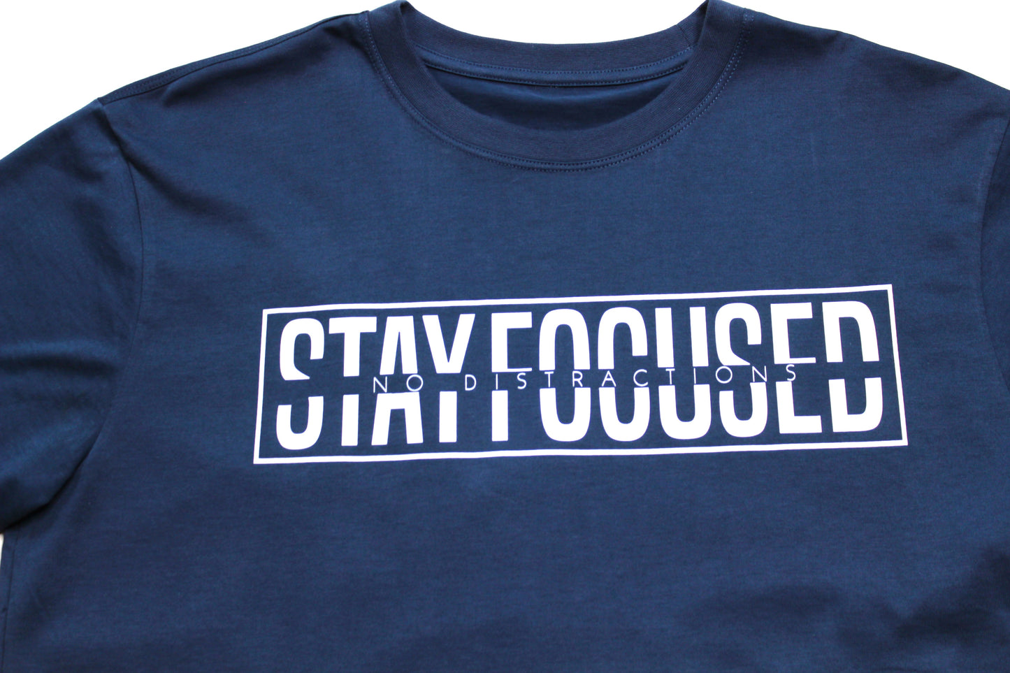 Short Sleeve 'Stay Focused No Distractions' Cotton T-Shirt - Black
