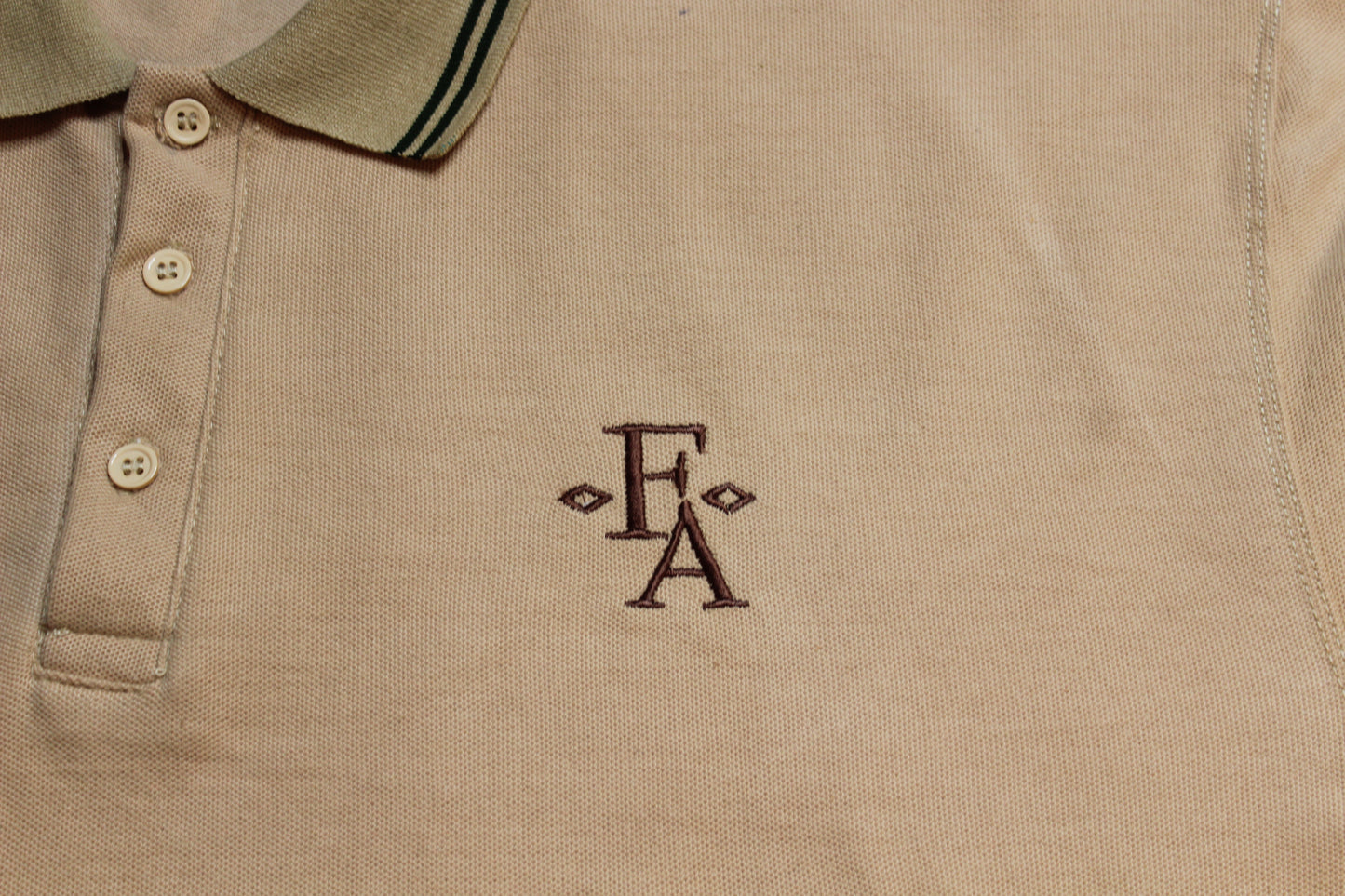 Embroidered Cotton Polo Style Shirt - Tan