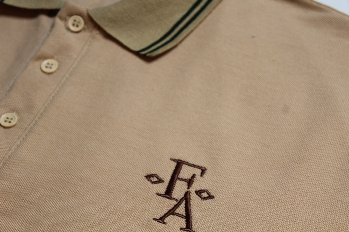 Embroidered Cotton Polo Style Shirt - Tan