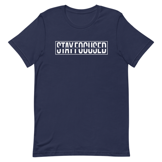 Short Sleeve 'Stay Focused No Distractions' Cotton T-Shirt - Navy